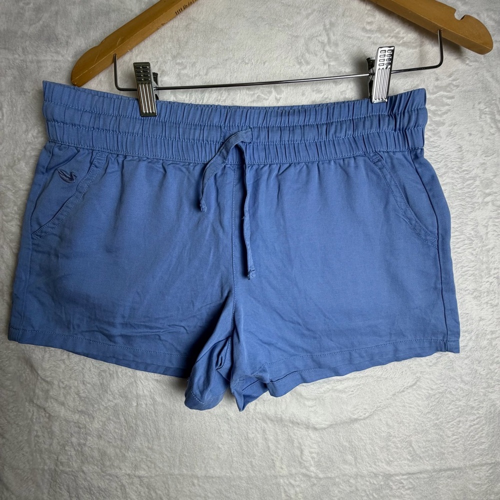 Southern Marsh Blue Elastic Waist Drawstring Shorts, Size Medium Preppy Coastal